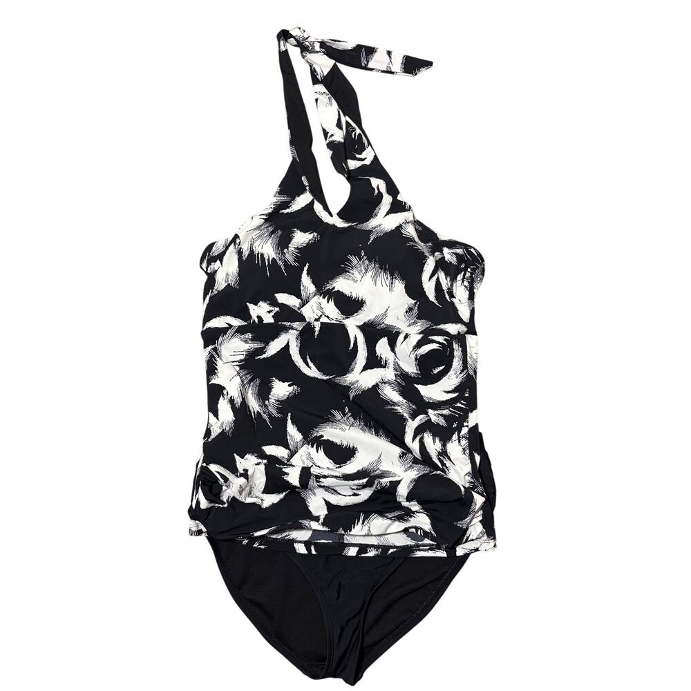 SPANX Shaping Tankini Set Black White Print Size 12